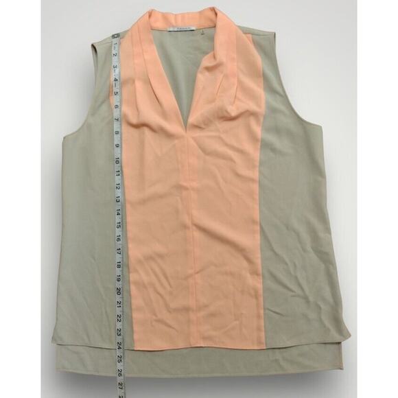 T Tahari Colorblock V-Neck Sleeve Blouse Beige/Peach Size M - Picture 6 of 7